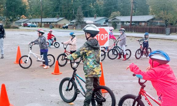 Let's Go students riding a course